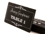 Personalized White Ink Printing Chalkboard Wedding Place Cards with Easels