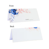 50pcs Blue Floral Wedding Place Cards Escort Cards Seating Cards