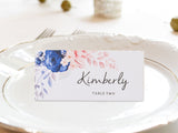 50pcs Blue Floral Wedding Place Cards Escort Cards Seating Cards