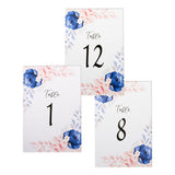 Blue Floral Table Number for Garden Nature Wedding Number 1 to 15
