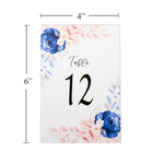 Blue Floral Table Number for Garden Nature Wedding Number 1 to 15