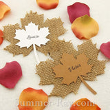 Personalized Burlap Maple Leaf Place Cards