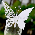 Personalized White Butterfly Wine Glass Place Card