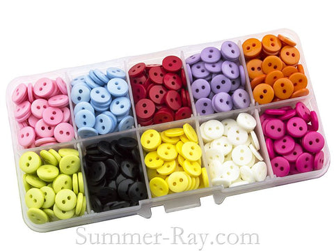 Doll Buttons 9mm (2 eye) in Storage Box - 750 pieces