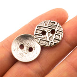 Tibetan Silver Buttons - Two Eye 25 pieces