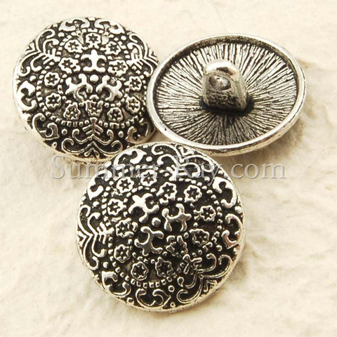 Tibetan Silver Buttons - Fleur de Lis 25 pieces
