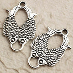 Tibetan Silver Twin Fish Charm Pendant