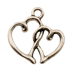 Tibetan Silver Double Heart Charm Pendant