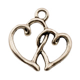 Tibetan Silver Double Heart Charm Pendant