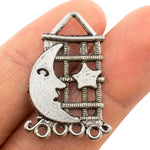 Tibetan Silver Moon and Star Earring Chandlier Charm Pendant