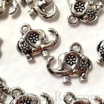 Tibetan Silver Floral Elephant Charm Pendant