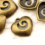 Tibetan Antique Bronze Whirling Heart Charm Pendant