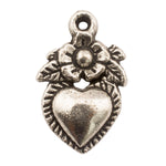 Tibetan Silver Heart and Flower Charm Pendant