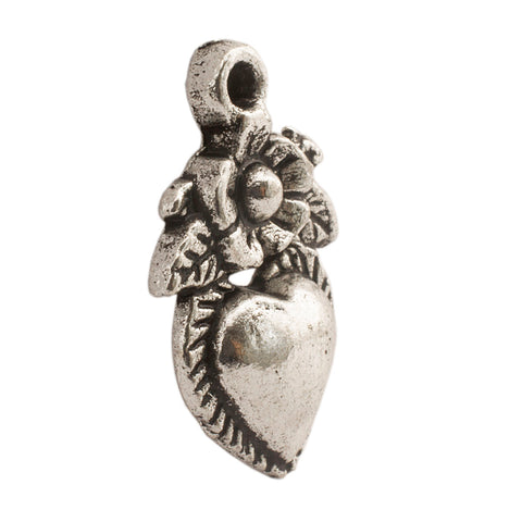 Tibetan Antique Silver Flower Charm Pendant