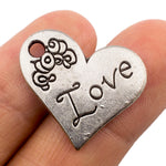 Tibetan Silver Heart with Love Charm Pendant