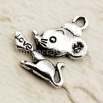 Tibetan Silver Mouse with Heart Charm Pendant