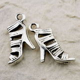 Tibetan Silver Strappy High Heel Charm Pendant