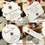 Personalized White Christmas Gift Tags with Snowflake Cutout