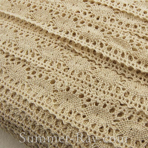 Fabric Embellishment Beige Cotton Crochet Lace Trim - 1 or 5 yards –