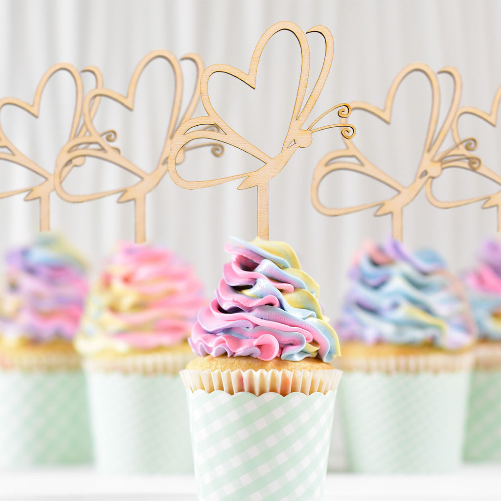 15PCS Butterfly Cake Toppers - Colorful Butterfly Decorations For Birthday Party Cupcakes