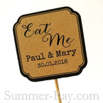 DIY Personalized Double Sided Wedding Cupcake Toppers "Eat Me"