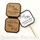 DIY Personalized Double Sided Wedding Cupcake Toppers "Eat Me"