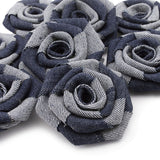 Handmade Denim Roses Denim Flower for Sewing Brooch 2.4"