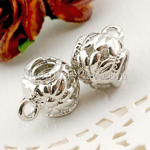 Center Threaded Spacer Flower Sphere Beads with Loop