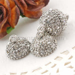 Rhinestone Studded Metal Bead Magnetic Clasp - 2 or 10 pairs