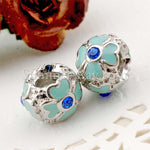 Center Threaded Spacer Blue Flower Beads