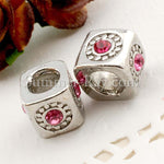 Rhinestone Studded Metal Bead Sunny Day - 2 or 10 pieces