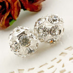 Rhinestone Studded Metal Bead Twinkle Crystal - 2 or 10 pieces