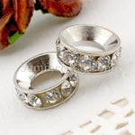 Rhinestone Studded Metal Bead Ring - 2 or 10 pieces