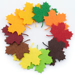 Felt Maple Leaves Laser Cutout Embellishment Green Brown Autumn Shades