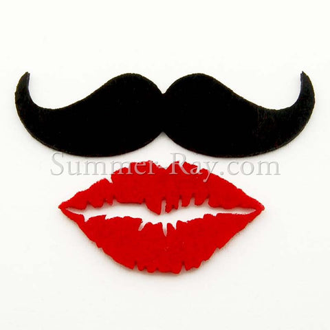 Felt Cut Out - Mustache and Lips 40 pieces