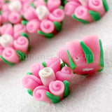 Fimo Polymer Clay Pink Flower Bead
