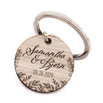 Personalized Laser Engraved Double Sided Round Formica Wedding Favor Keychain