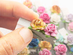 White Wooden Peg Fridge Magnet with Handmade Mulberry Flowers