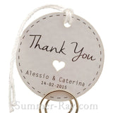 Personalized White Wedding Favor Tags/ Thank You Tags/ Gift Tags with Thread