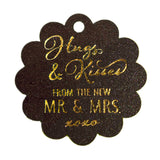 Gold Foil Hot Stamping Scallop Hugs & Kisses from The New Mr & Mrs Wedding Favor Gift