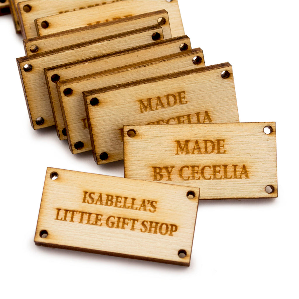 Personalized Wooden Mini Rectangle Product Tags Custom Made Tags