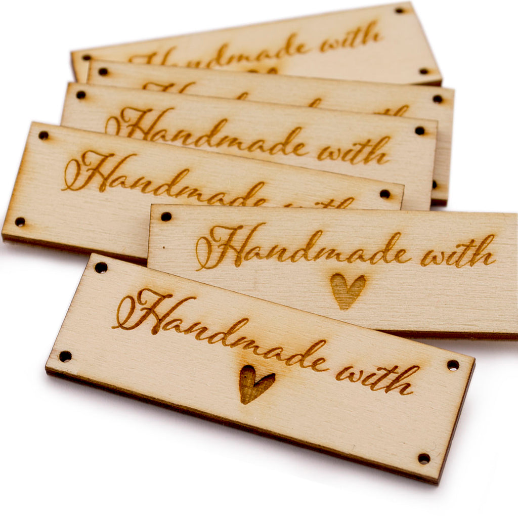 Wooden Rectangle Product Tags Handmade with Love Tags for Handmade Cro –