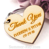 Personalized Engraved Wooden Heart Thank You Key Chain