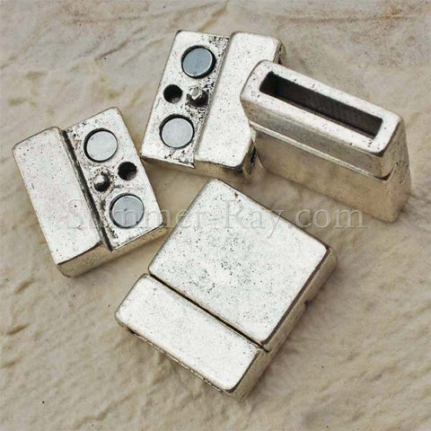 Tibetan Silver Magnetic Clasps for Flat Leather Cords