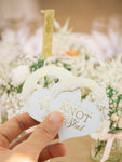 Gold Foil We Tied The Knot so Have a Shot Mini Liquor Bottle White Hang Tags Wedding Bridal Shower