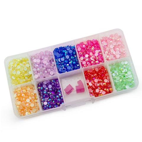 Rhinestones 4mm Glossy Pearl Mixed Color in Storage Box - 2880 pieces