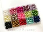 Flat Back Pearls 10mm Mixed Color in Storage Box - 600 pieces