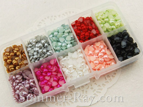 Pearl Hearts 5mm Mixed Color in Storage Box - 2000 pieces
