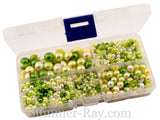 Flat Back Pearls Green Series in Storage Box - 2000 pieces