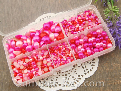 Flat Back Pearls Pink Series in Storage Box - 2000 pieces